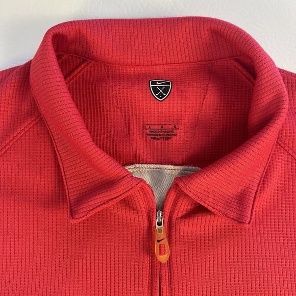 Nike Golf Polo Shirt Men's Vented Detailed Back 1/4 Zip Red Short Sleeve Size L - Picture 4 of 11